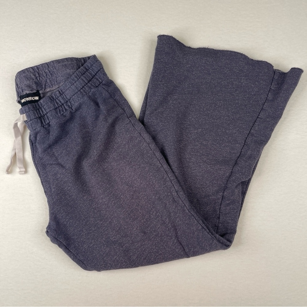 Monrow Sweatpants Wide Leg Cropped Charcoal Heather Xs